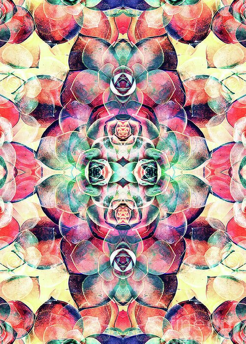 Succulents Greeting Card featuring the digital art Succulents Abstract by Phil Perkins