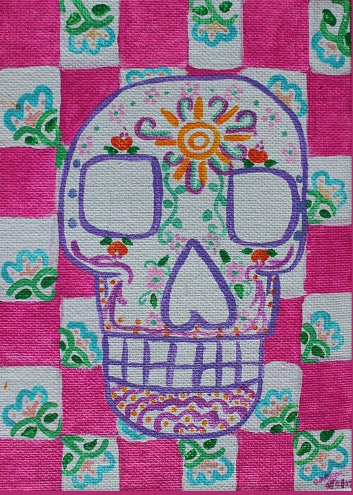 Sugar Skull Greeting Card featuring the painting Sugar Skull by Amy Gallagher