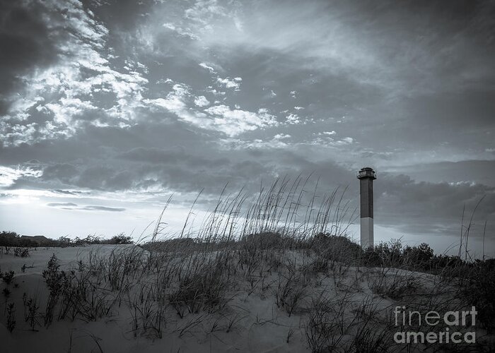 Sullivan's Island Lighthouse Greeting Card featuring the photograph Sullivan's Island Lighthouse in Black and White 3 by Dale Powell