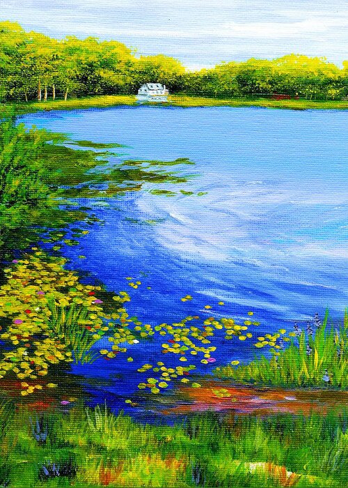 Lake Greeting Card featuring the painting Summer at the Lake by Anne Marie Brown