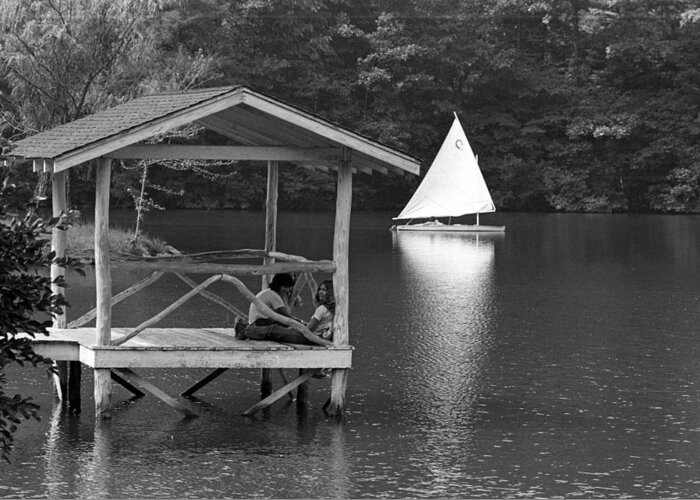 Summer Camp Greeting Card featuring the photograph Summer Camp Black and White 1 by Michael Fryd