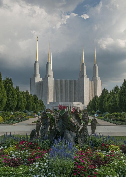 Architecture Greeting Card featuring the photograph Summer day at the LDS by Brian Green
