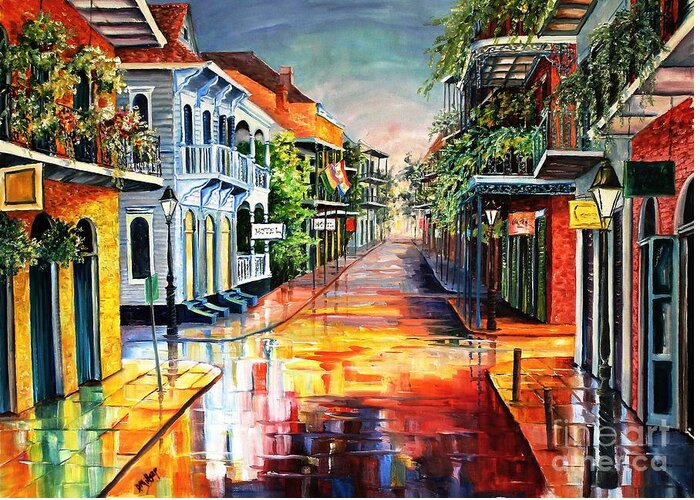 New Orleans Greeting Card featuring the painting Summer Day on Royal Street by Diane Millsap
