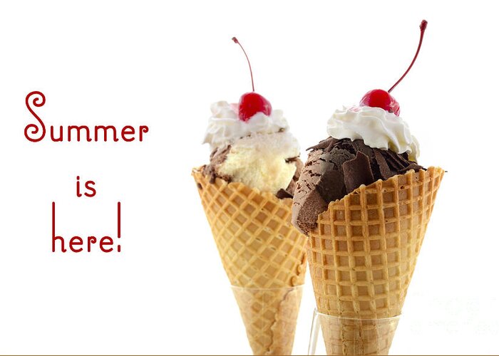 Brown Greeting Card featuring the photograph Summer is Here Chocolate Ice Cream by Milleflore Images