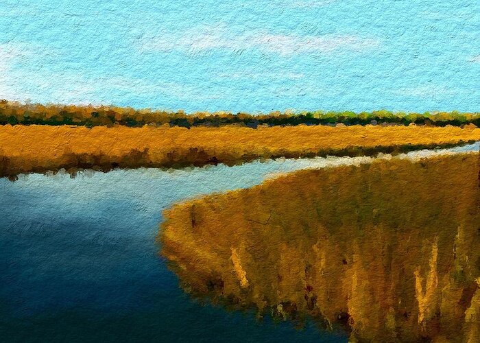 Anthony Fishburne Greeting Card featuring the digital art Summer Marsh South Carolina Lowcountry by Anthony Fishburne