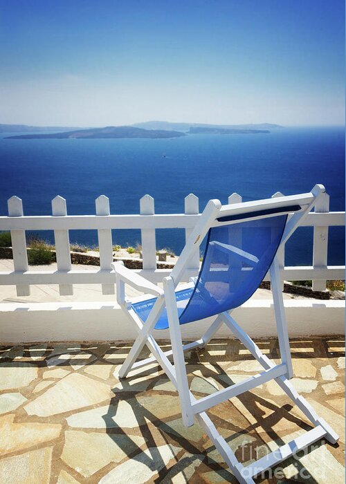 Santorini Greeting Card featuring the photograph Summer Relax at Santorini by Anastasy Yarmolovich
