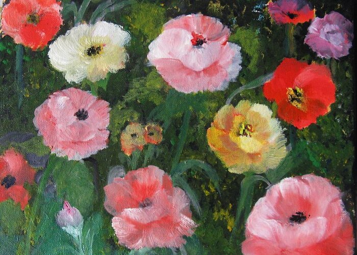 Poppies Greeting Card featuring the painting Summer Sensations by Trilby Cole