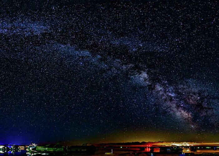 Milky Way Greeting Card featuring the photograph Summer solstice Milky way style by Joe Holley