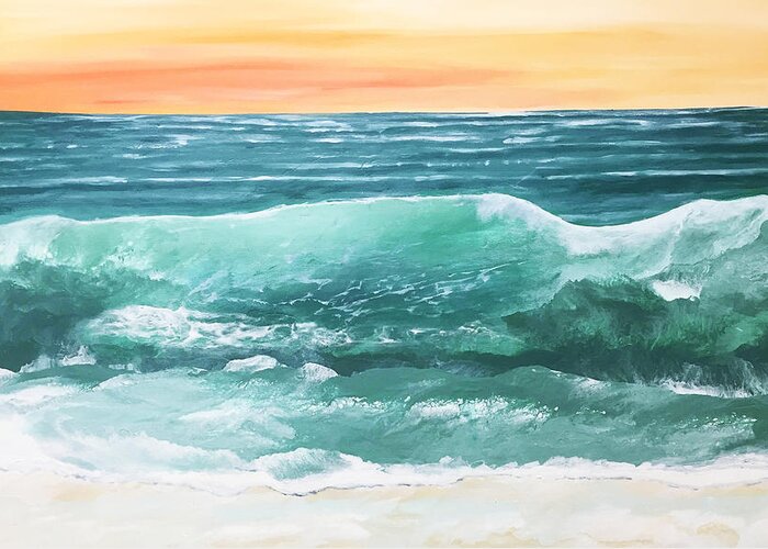 Ocean Greeting Card featuring the painting Summer Sunset by Linda Bailey