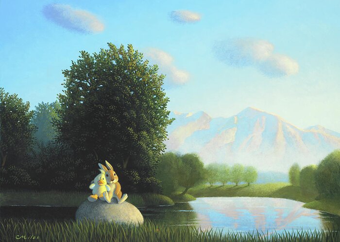 Rabbit Greeting Card featuring the painting Summertime by Chris Miles