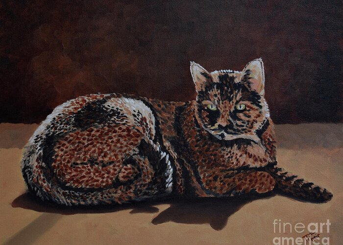 Cat Greeting Card featuring the painting Sun Cat by Jackie MacNair