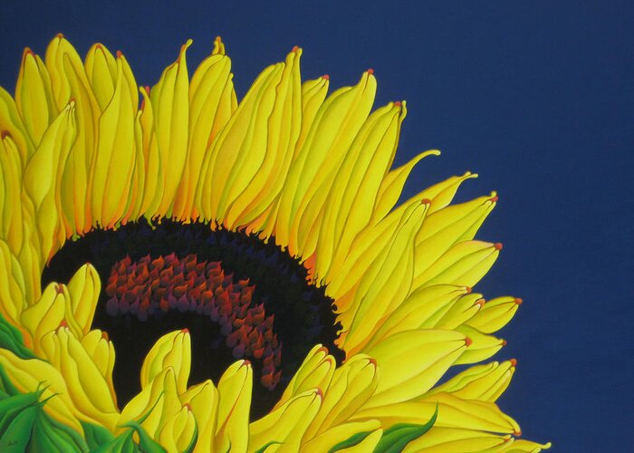 Sunflower Greeting Card featuring the painting Sun Ray Superstar by Amy Ferrari