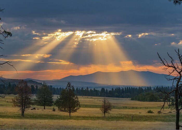 Landscape Greeting Card featuring the photograph Sun Rays In the Valley by Randy Robbins