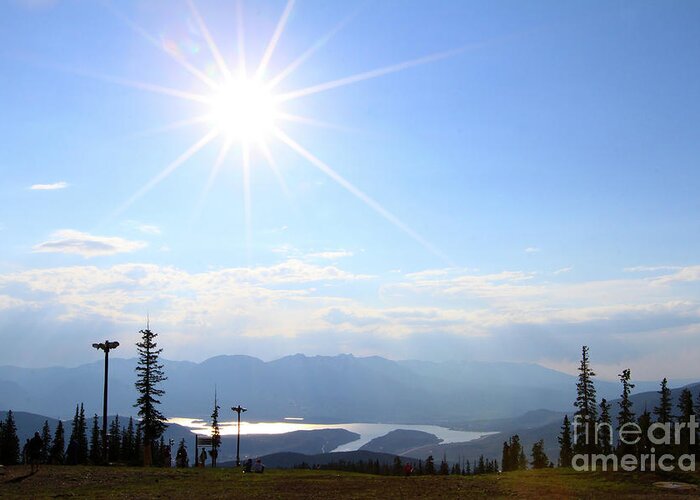 Sun Greeting Card featuring the photograph Sunburst over Lake Dillon by Paula Guttilla