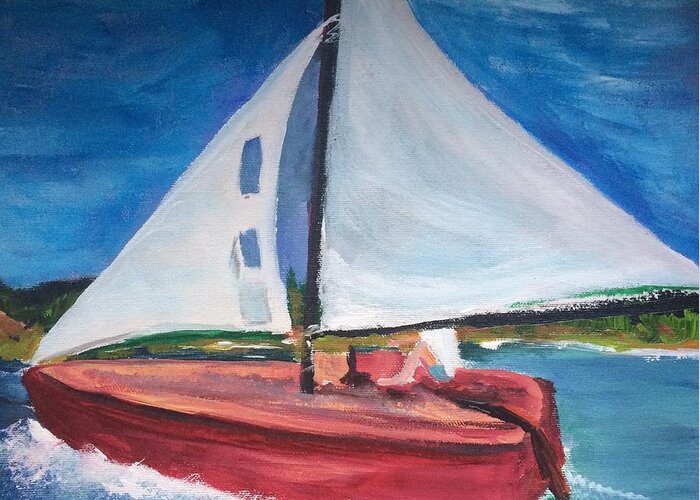Sailboat Greeting Card featuring the painting Sunday Afternoon by Kimberly Balentine