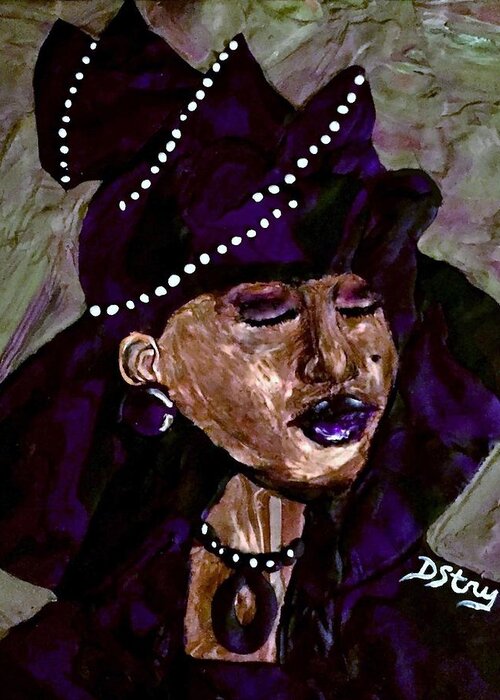 Portrait Greeting Card featuring the mixed media Sunday Best by Deborah Stanley