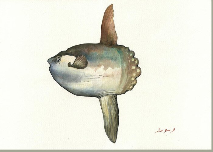 Sunfish Painting Greeting Card by Juan Bosco
