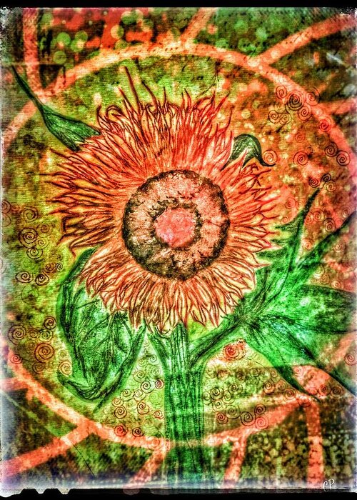 Flower Of Life Greeting Card featuring the mixed media Sunflower by Christine Paris