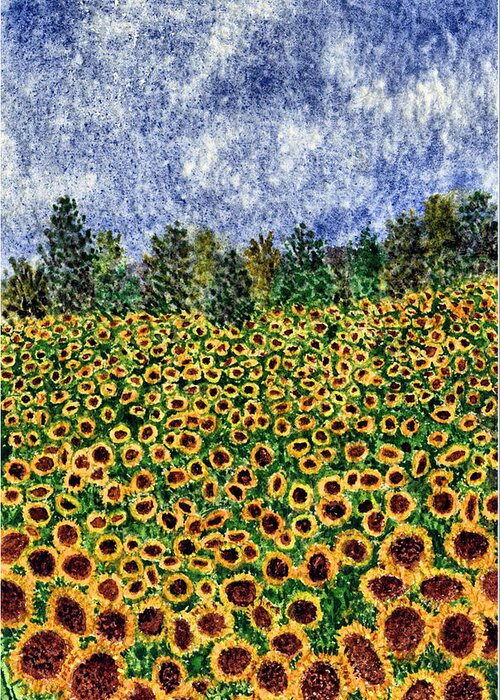 Sunflower Greeting Card featuring the painting Sunflower Galaxy by Thom Glace