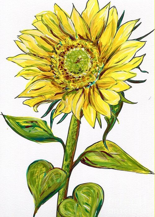 Sunflower Greeting Card featuring the painting Sunflower Illustration by Catherine Gruetzke-Blais