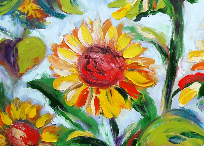 Flowers Greeting Card featuring the painting Sunflowers 6 by Gina De Gorna