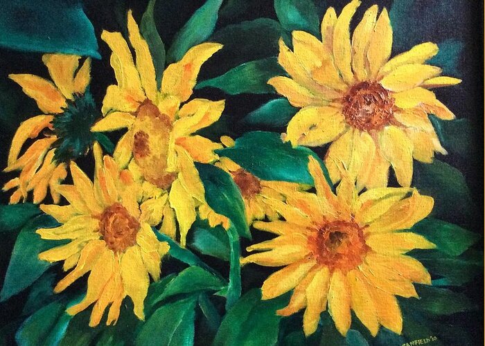 Flowers Greeting Card featuring the painting Sunflowers by Ellen Canfield