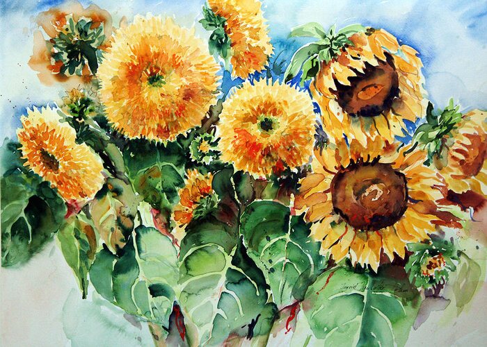 Ingrid Dohm Greeting Card featuring the painting Sunflowers IV by Ingrid Dohm