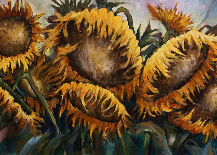 Flowers Greeting Card featuring the painting Sunflowers by Michael Lang