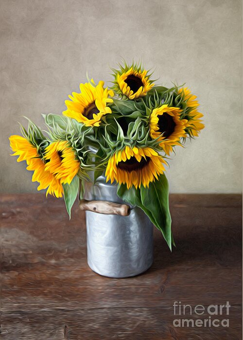 Sunflower Greeting Card featuring the photograph Sunflowers by Nailia Schwarz
