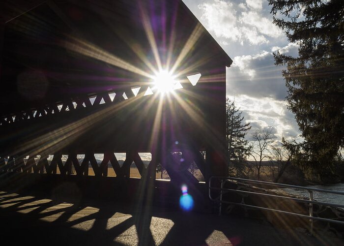 Adams Greeting Card featuring the photograph Sunlight through Sachs Covered Bridge by Marianne Campolongo