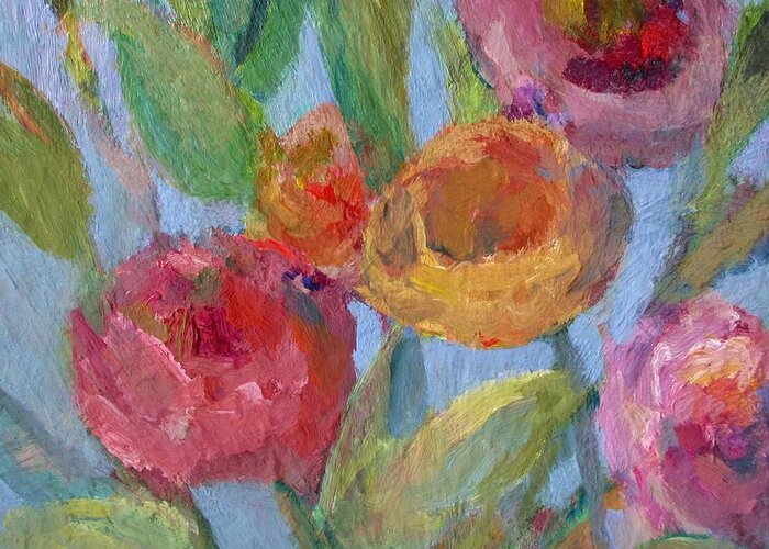 Flower Painting Greeting Card featuring the painting Sunlit Flower Garden by Mary Wolf