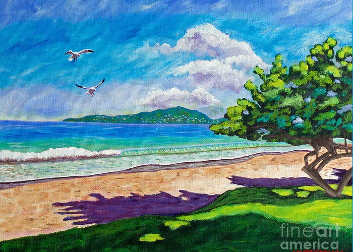Grand Anse Beach Greeting Card featuring the painting Sunlit by Laura Forde