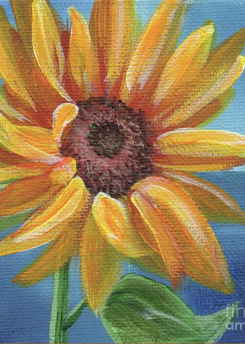 Sunflower Greeting Card featuring the painting Sunny Slaute by Annie Troe