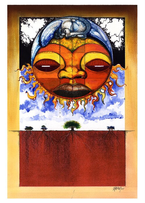 Sun Greeting Card featuring the mixed media Sunrise by Anthony Burks Sr