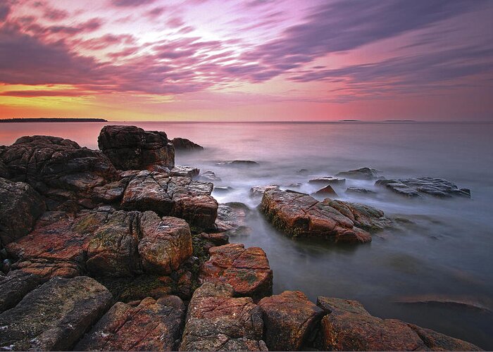 Coastal Maine Greeting Card featuring the photograph Sunrise at Seawall Maine Acadia National Park by Juergen Roth