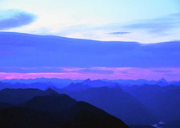  Greeting Card featuring the photograph Sunrise from Pilchuck Summit by Brian O'Kelly