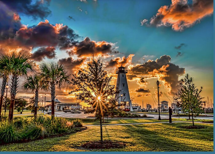 Lighthouse Greeting Card featuring the photograph Sunrise Gulfport Lighthouse by JASawyer Imaging