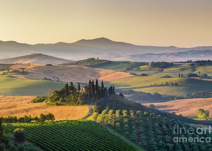 Agriculture Greeting Card featuring the photograph Sunrise in Tuscany by JR Photography