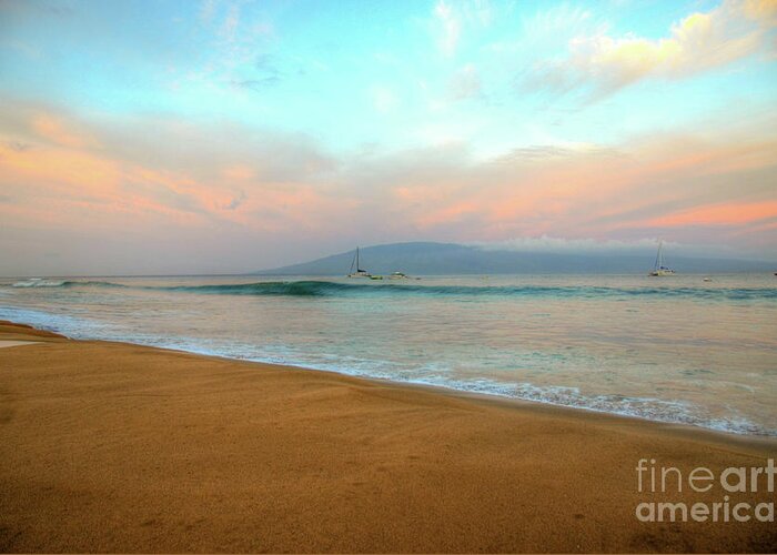 Sunrise Greeting Card featuring the photograph Sunrise on Ka'anapali by Kelly Wade