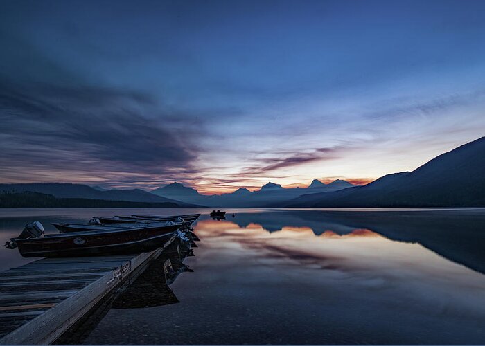 Glacier National Park Greeting Card featuring the photograph Sunrise On McDonald Lake by Lon Dittrick