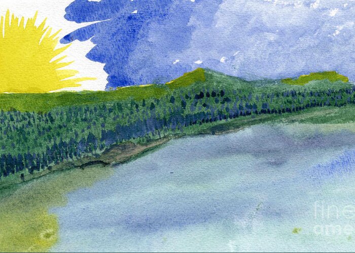 Landscape Greeting Card featuring the painting Sunrise on the Clarkfork by Victor Vosen