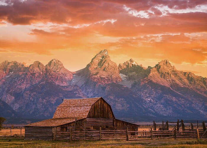 Grand Teton Greeting Card featuring the photograph Sunrise on the Ranch by Darren White