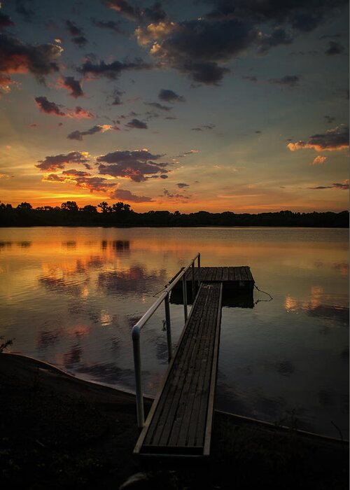 Sunrise Greeting Card featuring the photograph Sunrise Over Stuber's Dock v by Jeff Phillippi