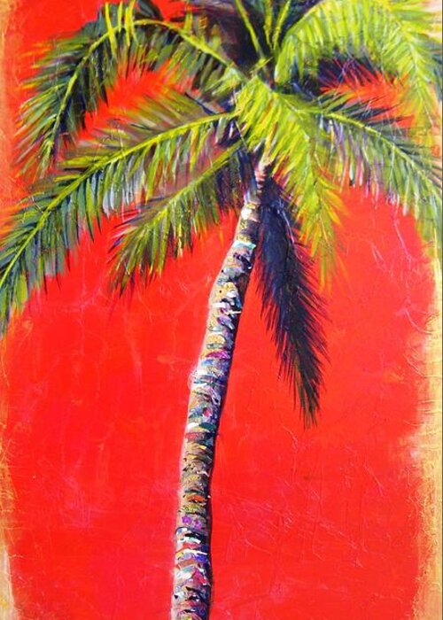 Sunrise Palm Greeting Card featuring the painting Sunrise Palm by Kristen Abrahamson
