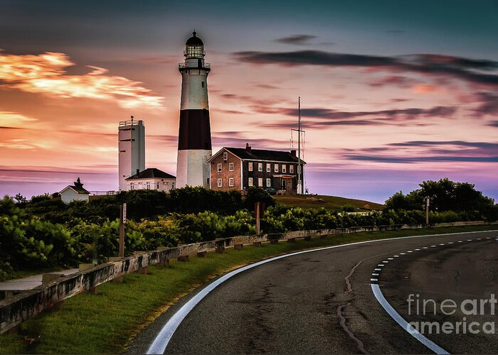 Montauk Greeting Card featuring the photograph Sunrise Road to the Montauk Lighthous by Alissa Beth Photography