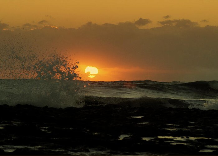 Photo Greeting Card featuring the photograph Sunrise waves by Jason Hughes