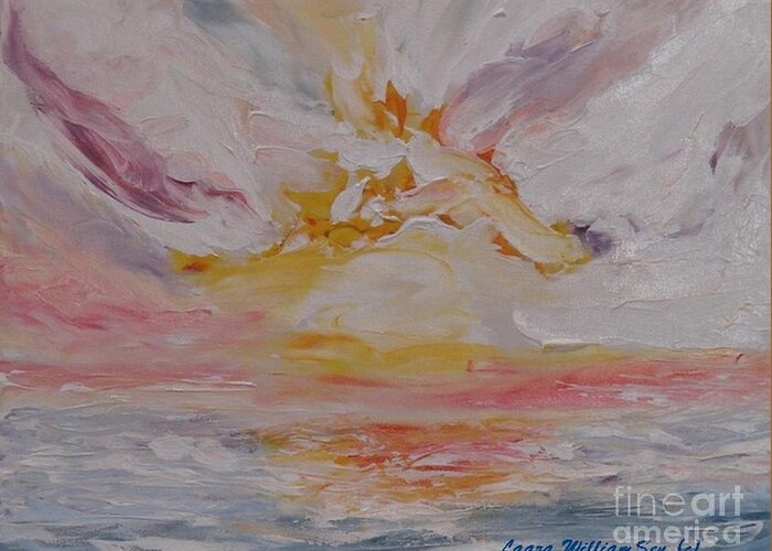 Seascape Greeting Card featuring the painting Sunset At Crescent Beach by Laara WilliamSen