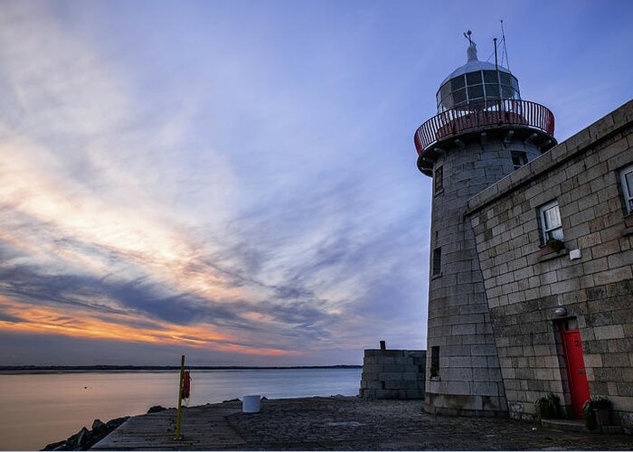 Beautiful Greeting Card featuring the photograph Sunset at Howth Lighthouse - Dublin, Ireland - Seascape photography by Giuseppe Milo