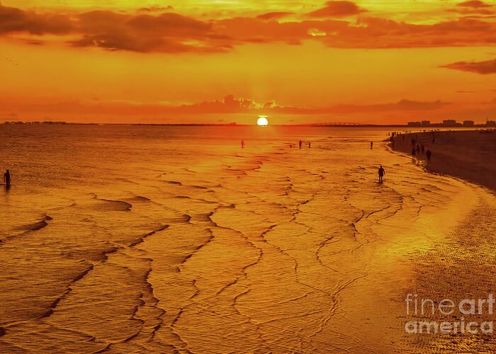 Photographs Greeting Card featuring the photograph Sunset At Low Tide, Fort Myers Beach, Florida by Felix Lai