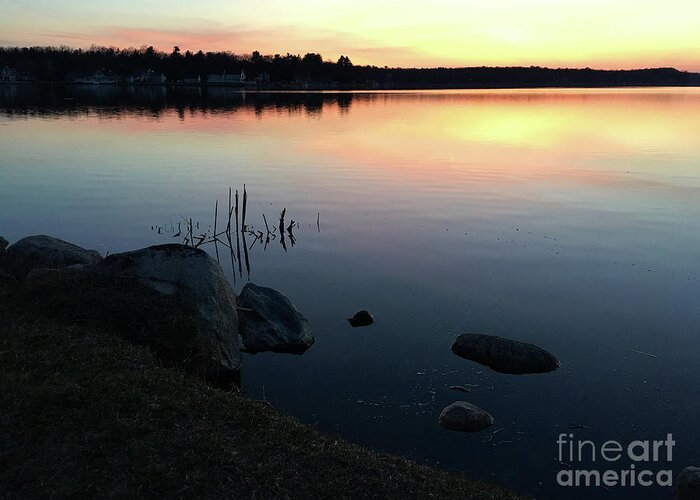 Pentwater Greeting Card featuring the photograph Sunset at Pentwater Lake by Laura Kinker